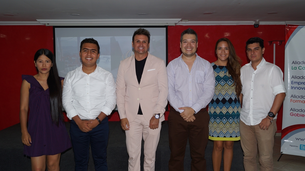 Nuestros emprendedores son Alejandra Salazar, Diego Rodríguez, Frank Corredor, Luis Fernando Muñoz, María José Palacio y Daniel Barreiro.